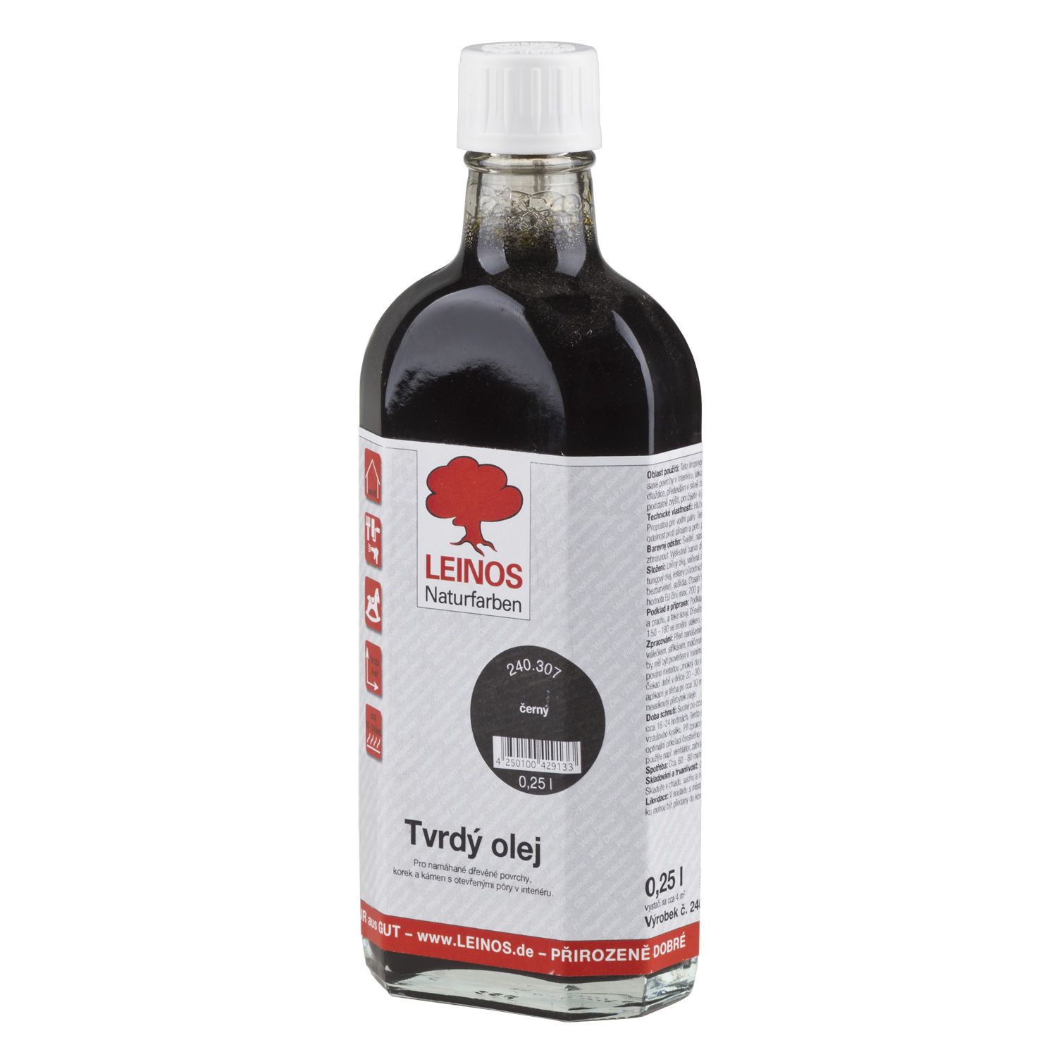 Leinos 240 Tvrdý olej - 307 černý (250ml)