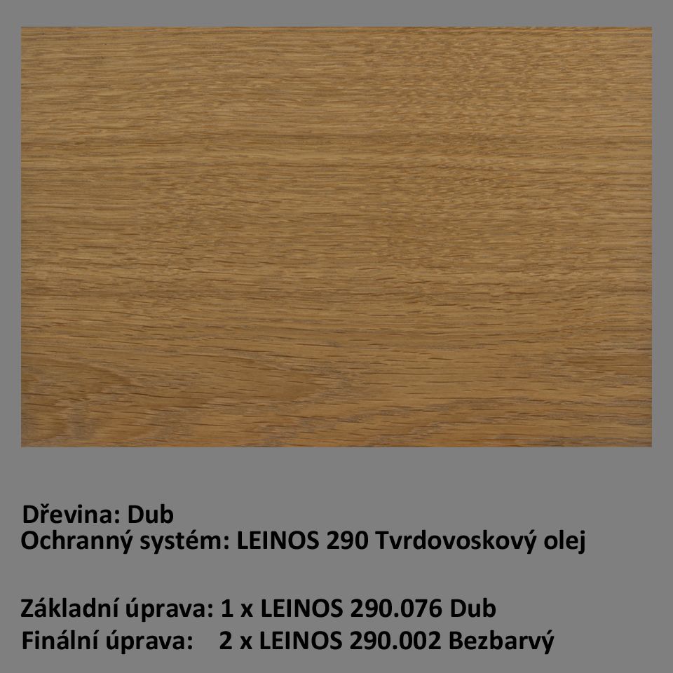 LEINOS 290 Tvrdovoskový olej - 076 Dub (podklad: Dub)