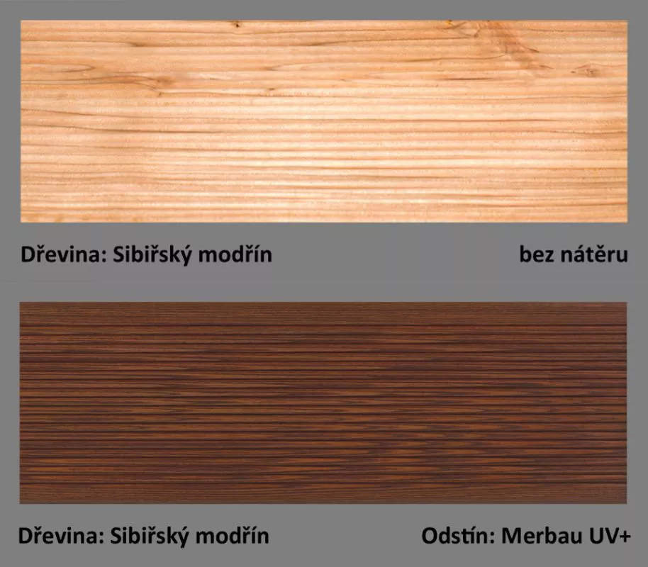 odstín Merbau UV+ ukázka barevné varianty PLUS UV terasový olej T-60
