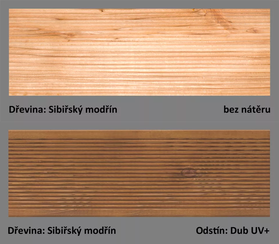 odstín Dub UV+ ukázka barevné varianty PLUS UV terasový olej T-60