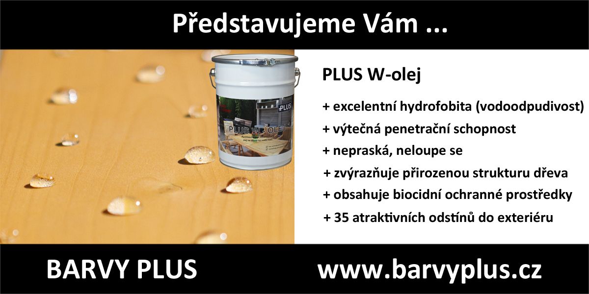 PLUS W-olej - slabovrstvá vodoodpudivá lazura v mnoha odstínech